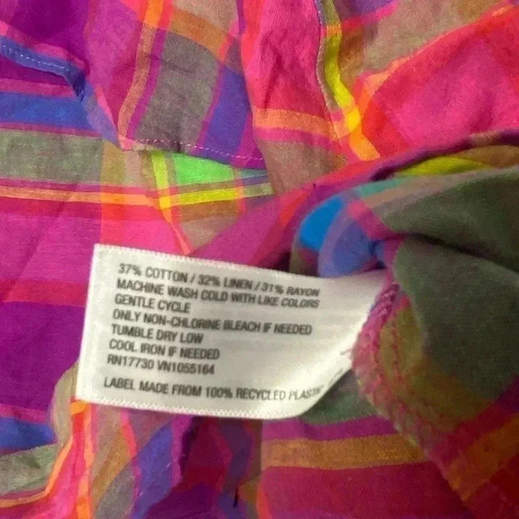 NWOT A New Day Linen Madras Plaid Asymmetrical Tank - Picture 3 of 5